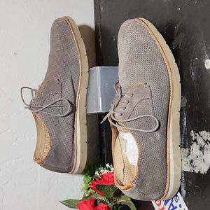 JOHNSON & MURPHY Suede Lazer Cut Lace Tie Sheep Skin Shoes Men's 8M